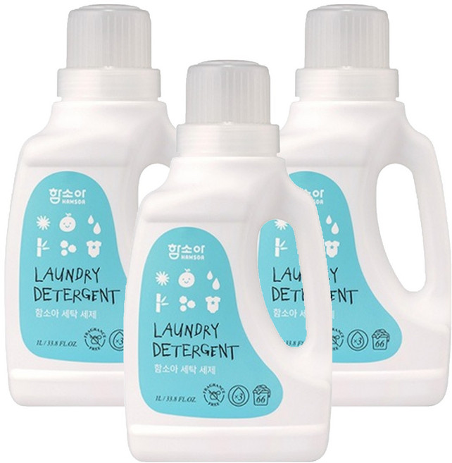 함소아 유아용 고농축 세탁세제, 3개, 1L