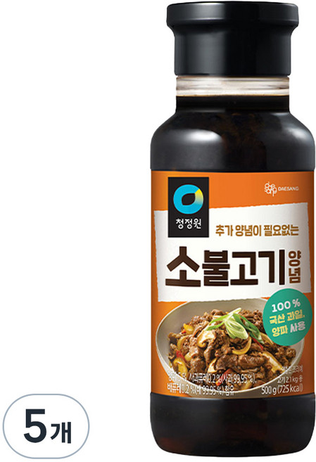 청정원 소불고기양념, 500g, 5개