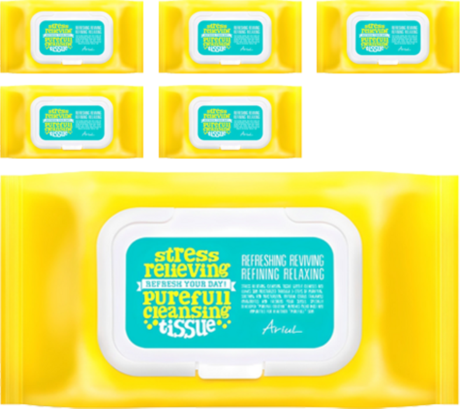 아리얼 스트레스 릴리빙 퓨어풀 클렌징 티슈, 80매입, 6개