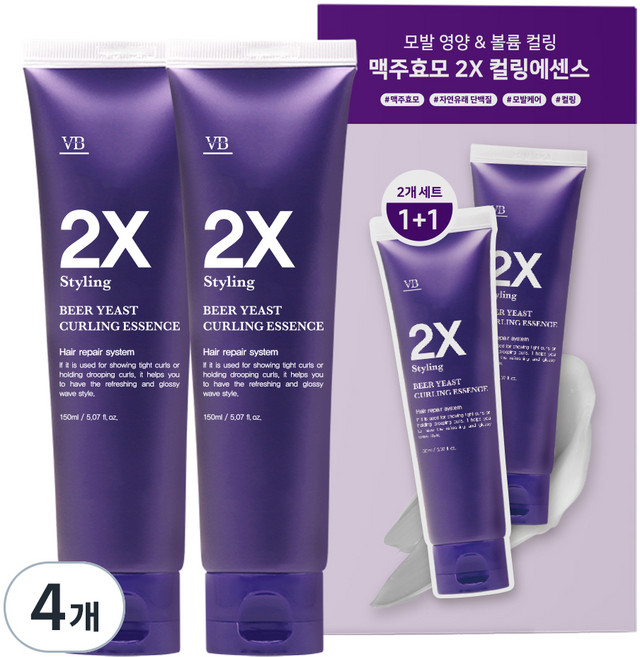 비바스 맥주효모 2X 스타일링 컬링 헤어에센스, 150ml, 4개