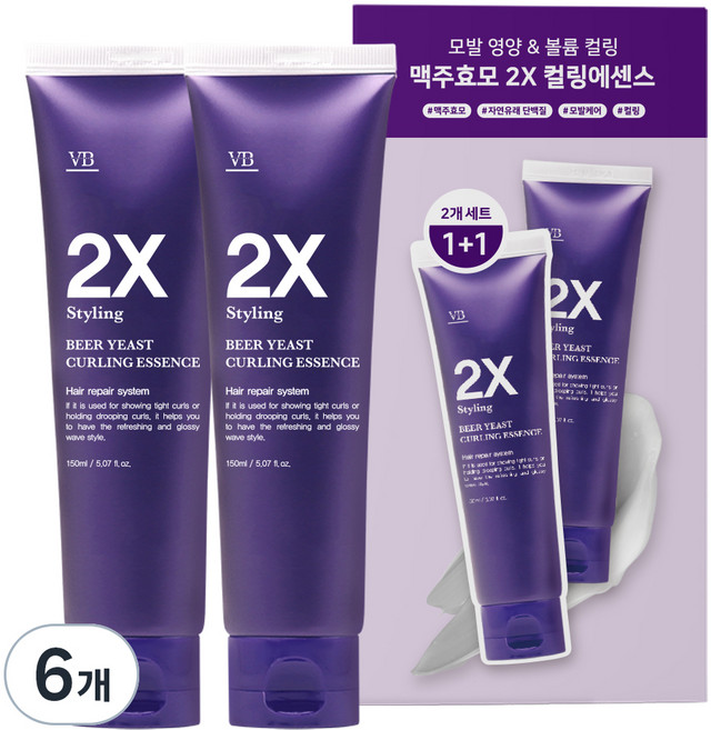 비바스 맥주효모 2X 스타일링 컬링 헤어에센스, 150ml, 6개