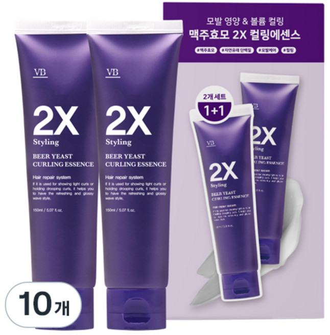 비바스 맥주효모 2X 스타일링 컬링 헤어에센스, 150ml, 10개