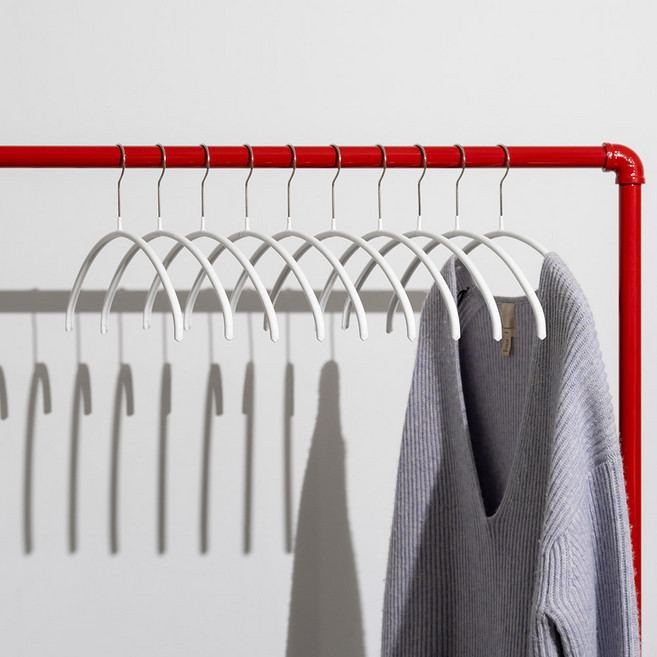 마와 논슬립 옷걸이 이코노믹 40P 라운드 니트 가디건용, 화이트, 10개