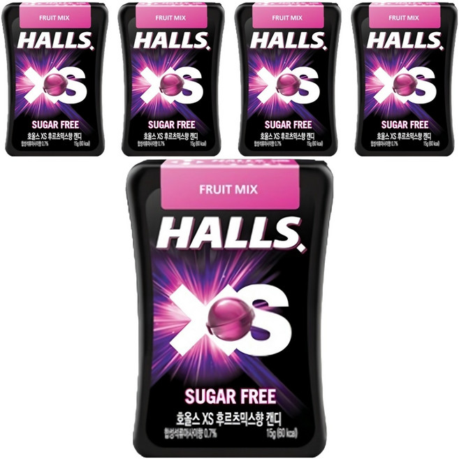 호올스 XS 후르츠 믹스향 캔디, 15g, 5개
