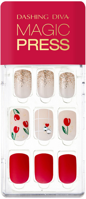 데싱디바 소프트샤인 매직프레스 네일세트, 딜라이트 레드, 1개