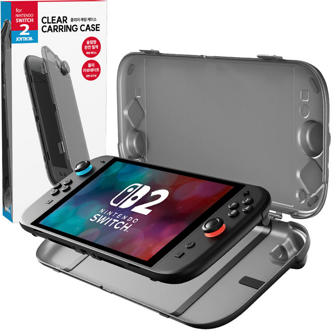 JOYTRON Nintendo Switch 2 Slim 貼合式全包覆透明便攜保護殼, 1個, 半透明黑, SW2-CARRY08
