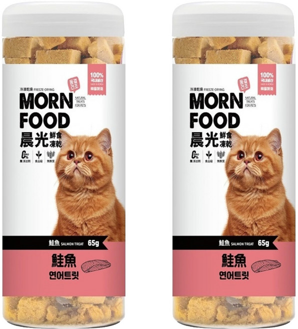 MORN FOOD 晨光 貓用鮮食凍乾, 2罐, 65g, 鮭魚