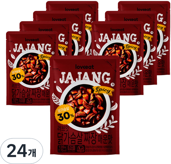 러브잇 닭가슴살 짜장 매운맛, 120g, 24개