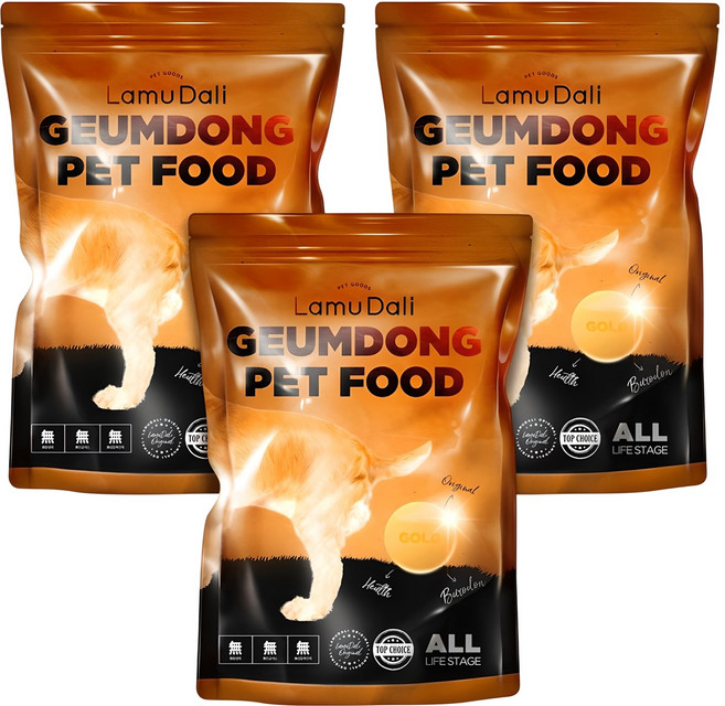 라무달리 전연령 강아지 금동 건식사료, 가수분해연어, 2kg, 3개