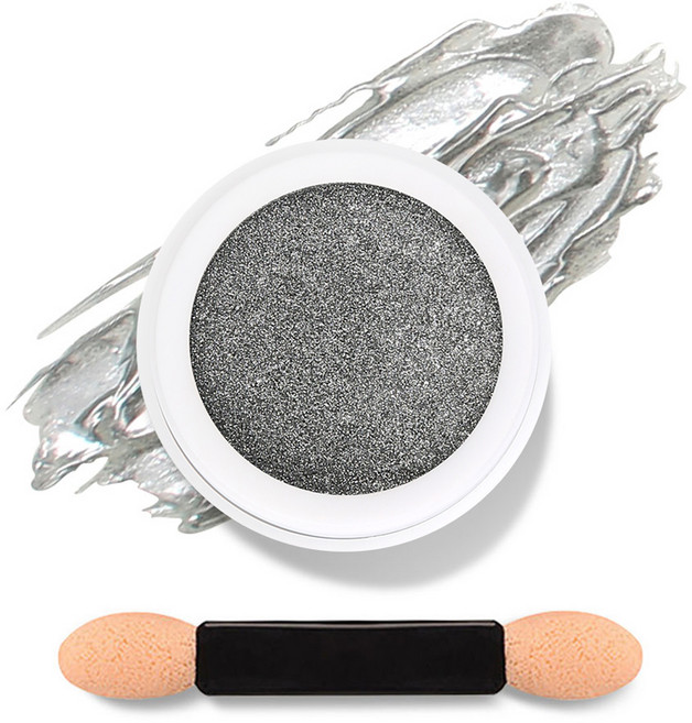 젤로젤로 젤네일 아트 엣지빔 미러 파우더 글리터 + 브러쉬 세트, 1개, JP05 퓨어실버(글리터)