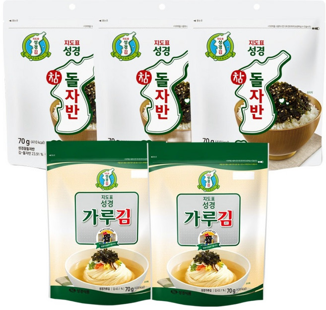 지도표 성경김 참돌자반 70g x 3p + 재래식 가루김 70g x 2p, 1세트
