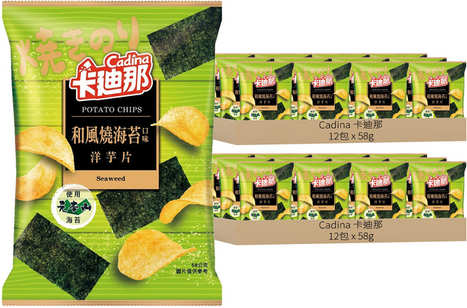 Cadina 卡迪那 洋芋片 和風燒海苔口味, 58g, 24包