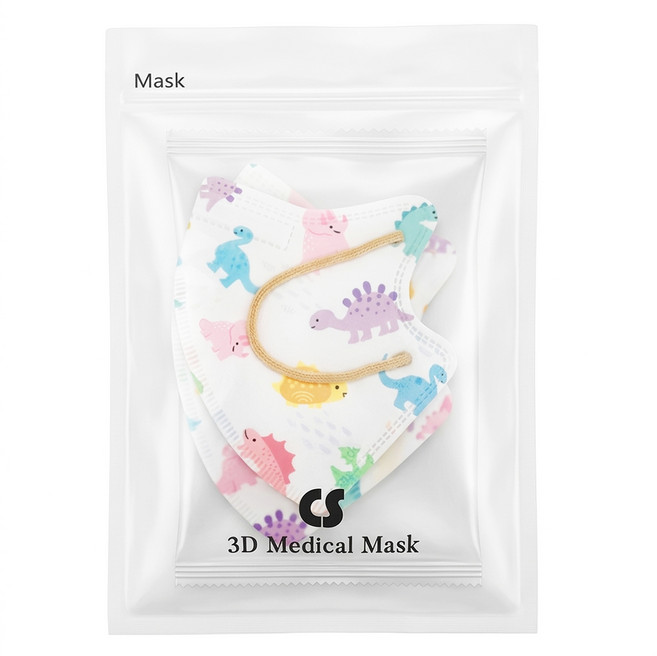 CS 凱馺國際 兒童3D立體醫用口罩 未滅菌, 20片, 1包, 恐龍星球 白色