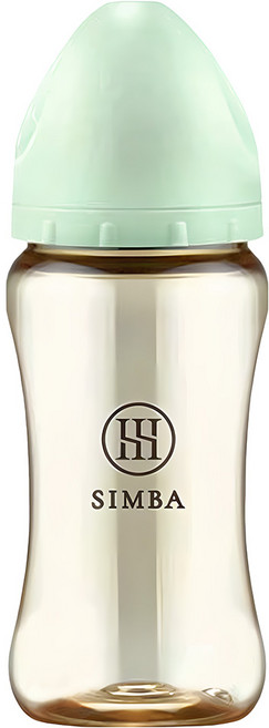 Simba 小獅王辛巴 新生適用 蘊蜜鉑金PPSU寬口防脹氣奶瓶, 綠沐, 1瓶, 270ml