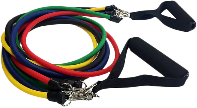 LEADER X 可拆卸高彈力訓練拉力繩 五種不同強度可替換 附收納袋, 1組, Multicolor