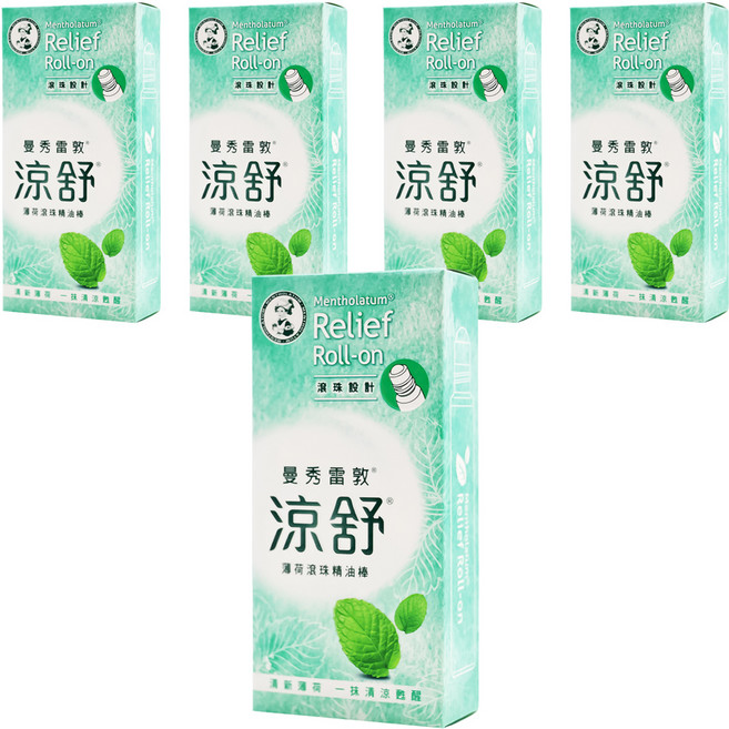 MENTHOLATUM 曼秀雷敦 涼舒 滾珠精油棒 薄荷, 5盒