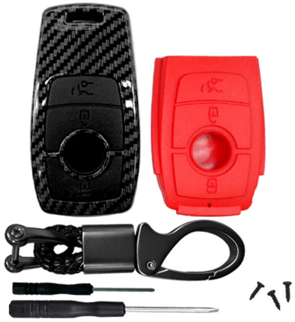 레인윙스 카본 스마트키 케이스, 벤츠 B타입, 블랙+레드