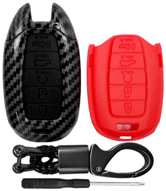 레인윙스 카본 스마트키 케이스, H05, 블랙+레드
