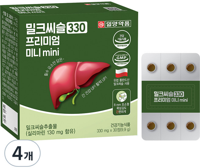 일양약품 밀크씨슬 330 프리미엄 미니 mini 9.9g, 4개, 30정