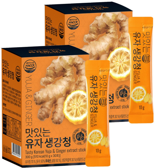 유기농마루 정품 맛있는 유자 생강청 30p, 300g, 2개