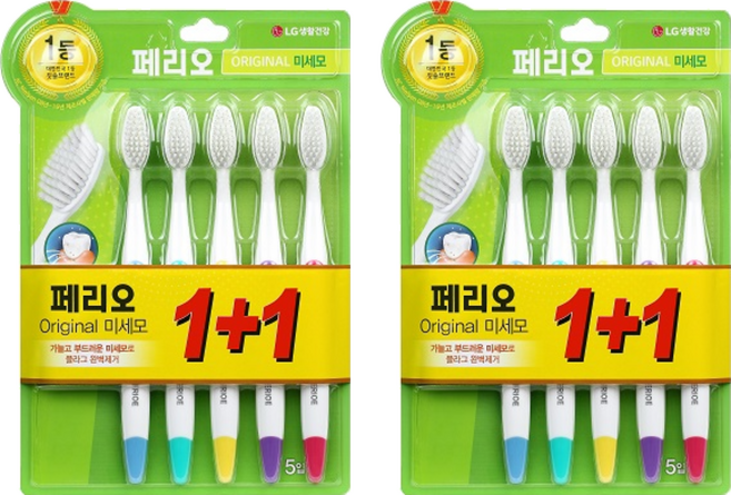 페리오 오리지널 미세모 칫솔, 5개입, 4개