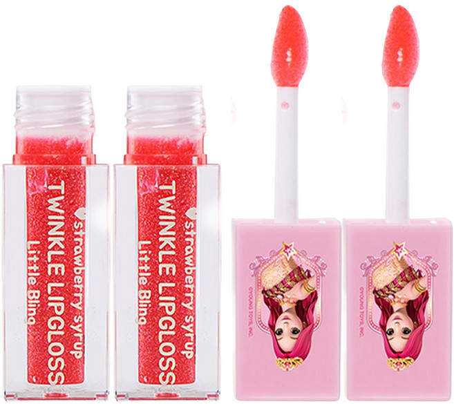 리틀블링 시크릿쥬쥬 별의여신 트윙클 립글로스 어린이 립 메이크업 3ml, 트윙클레드, 2개