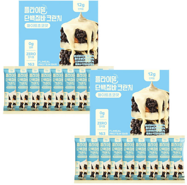플라이밀 단백질바 크런치 화이트초코맛, 40g, 18개