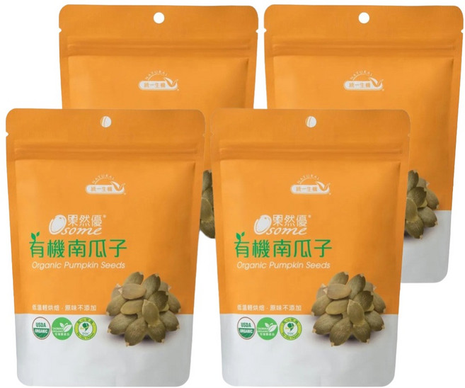 統一生機 Osome 果然優 有機南瓜子, 180g, 4包