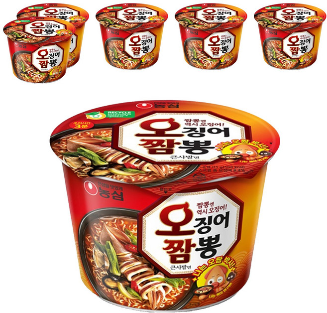 농심 오징어짬뽕 컵, 6개