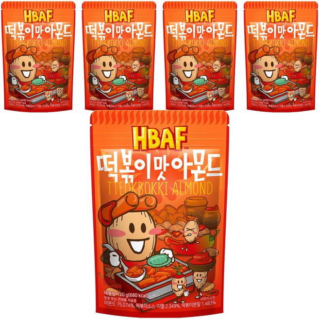 바프 떡볶이맛 아몬드, 120g, 5개