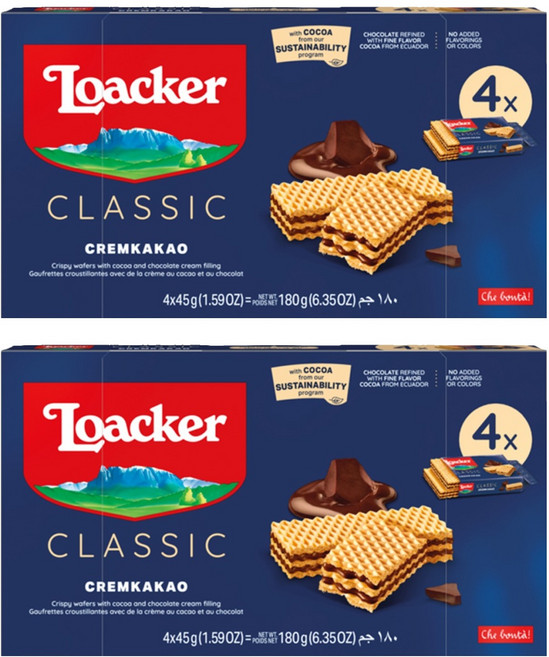 로아커 웨하스 클래식 크림카카오, 2개, 180g