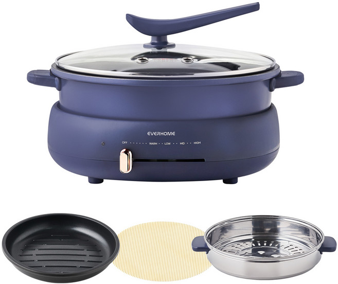 에버홈 스팀 멀티쿠커, 28cm, 혼합색상, 1세트