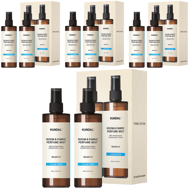 쿤달 퍼퓸 룸 앤 패브릭 섬유탈취제 클린솝향 본품, 300ml, 8개