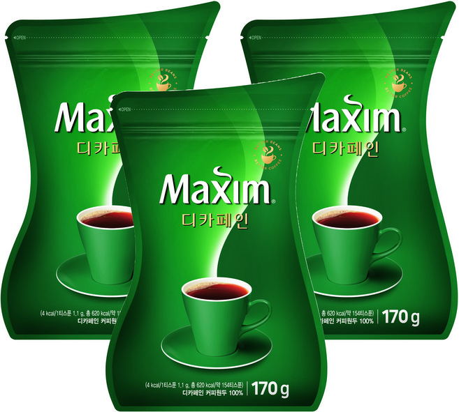 맥심 디카페인 원두커피믹스, 170g, 1개입, 3개