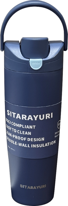 Sitarayuri 304不鏽鋼雙飲保溫杯 ZF-075, 深藍色, 1個, 900ml