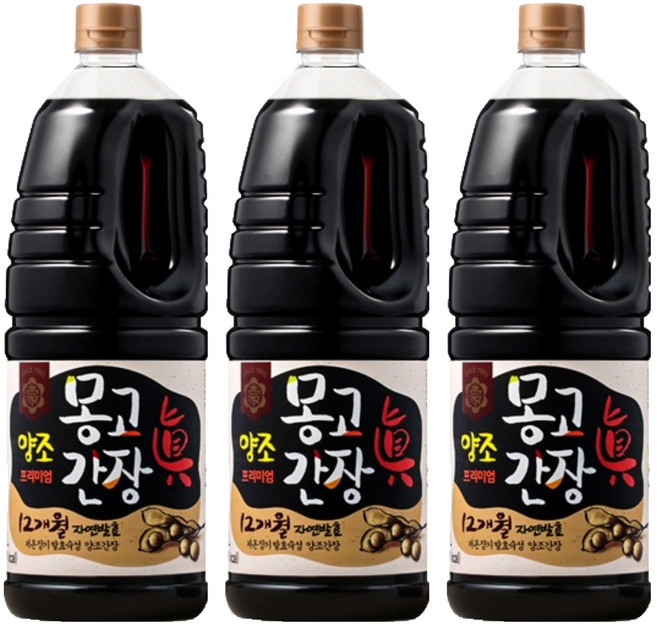 몽고진간장 양조 프리미엄 진간장, 1.8L, 3개