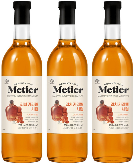 메티에 리치카라멜향시럽, 3개, 750ml