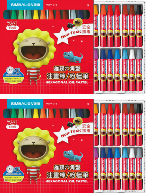 SIMBALION 雄獅 六角型油畫棒/粉蠟筆, 24色, 2盒