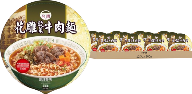 台酒 花雕酸菜牛肉麵, 12入