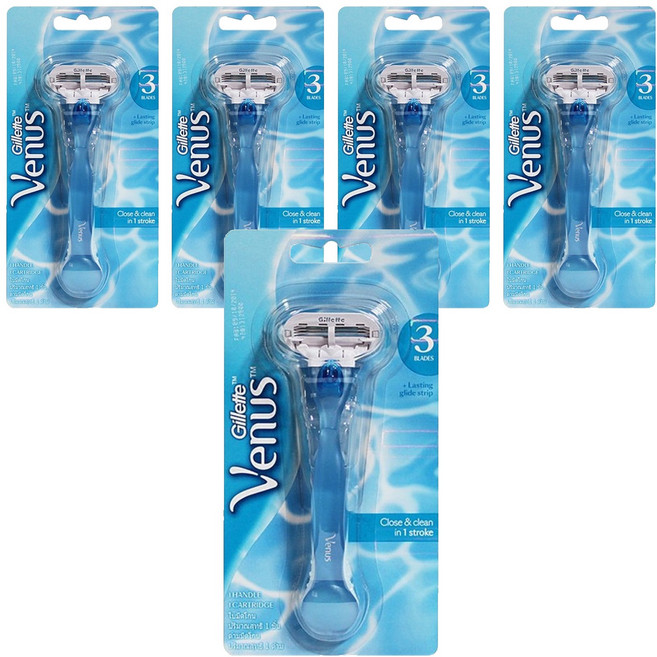 질레트 비너스 블루 면도기 여성용면도기, 1개입, 5개