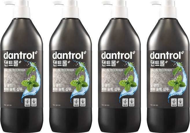 댄트롤 딥 클린 박하 솔트 샴푸, 820ml, 4개