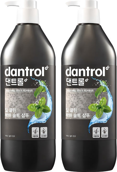 댄트롤 딥 클린 박하 솔트 샴푸, 820ml, 2개
