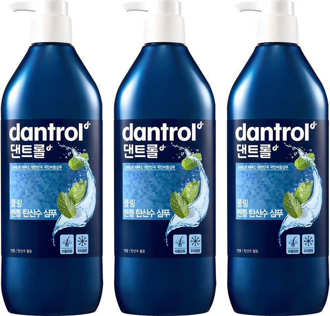 댄트롤 쿨링 멘톨 탄산수 샴푸, 820ml, 3개