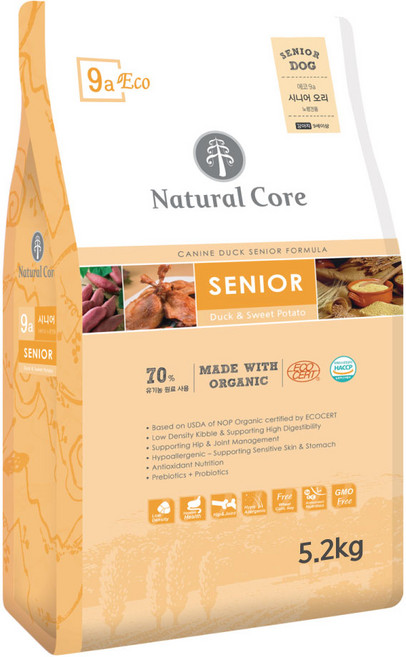네츄럴코어 강아지 에코 9a 유기농 기능성 사료, 시니어, 5.2kg, 1개