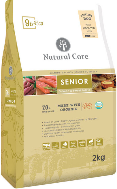 네츄럴코어 강아지 에코9 기능성사료 시니어, 연어, 2kg, 1개