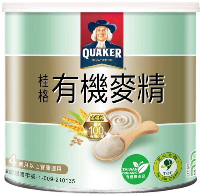 QUAKER 桂格 有機麥精 4個月以上適用, 小麥, 300g, 1罐