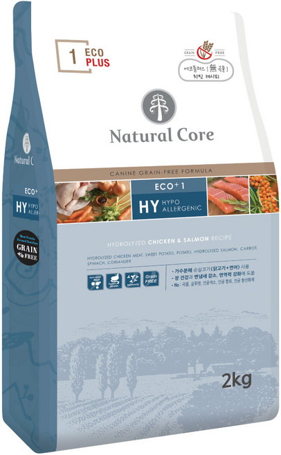 네츄럴코어 전연령 강아지 에코플러스 건식사료, 닭+연어, 2kg, 1개