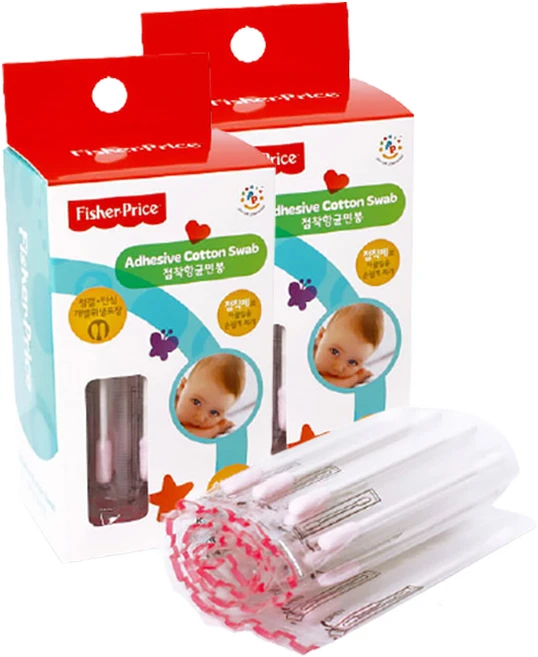 피셔프라이스 베이비점착면봉 개별포장, 50매, 2개 - 쿠팡