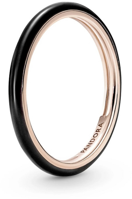 PANDORA 潘多拉 女款ME黑色琺瑯戒指 189655C01 + 購物袋 + 訊息卡