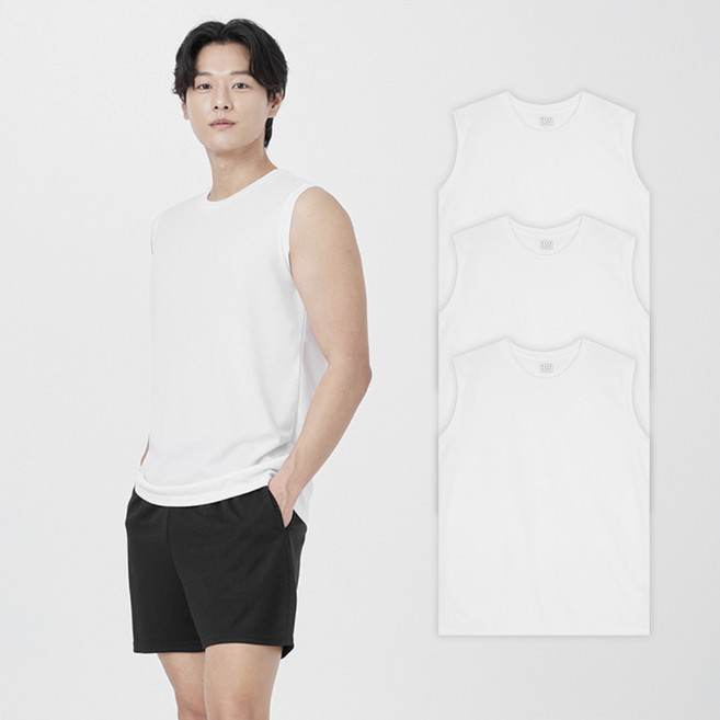 BASE ALPHA ESSENTIALS 夏季活力涼感無袖T恤 3件組
